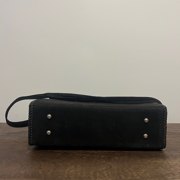 VINTAGE 1930s BLACK SUEDE SHOULDER BAG - Picture 6 of 8